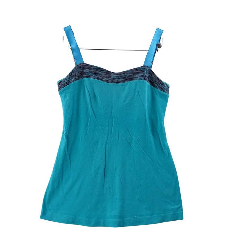 Lululemon Teal Blue Athletic Tank Top With Black Gray Heather Racerback Women 4